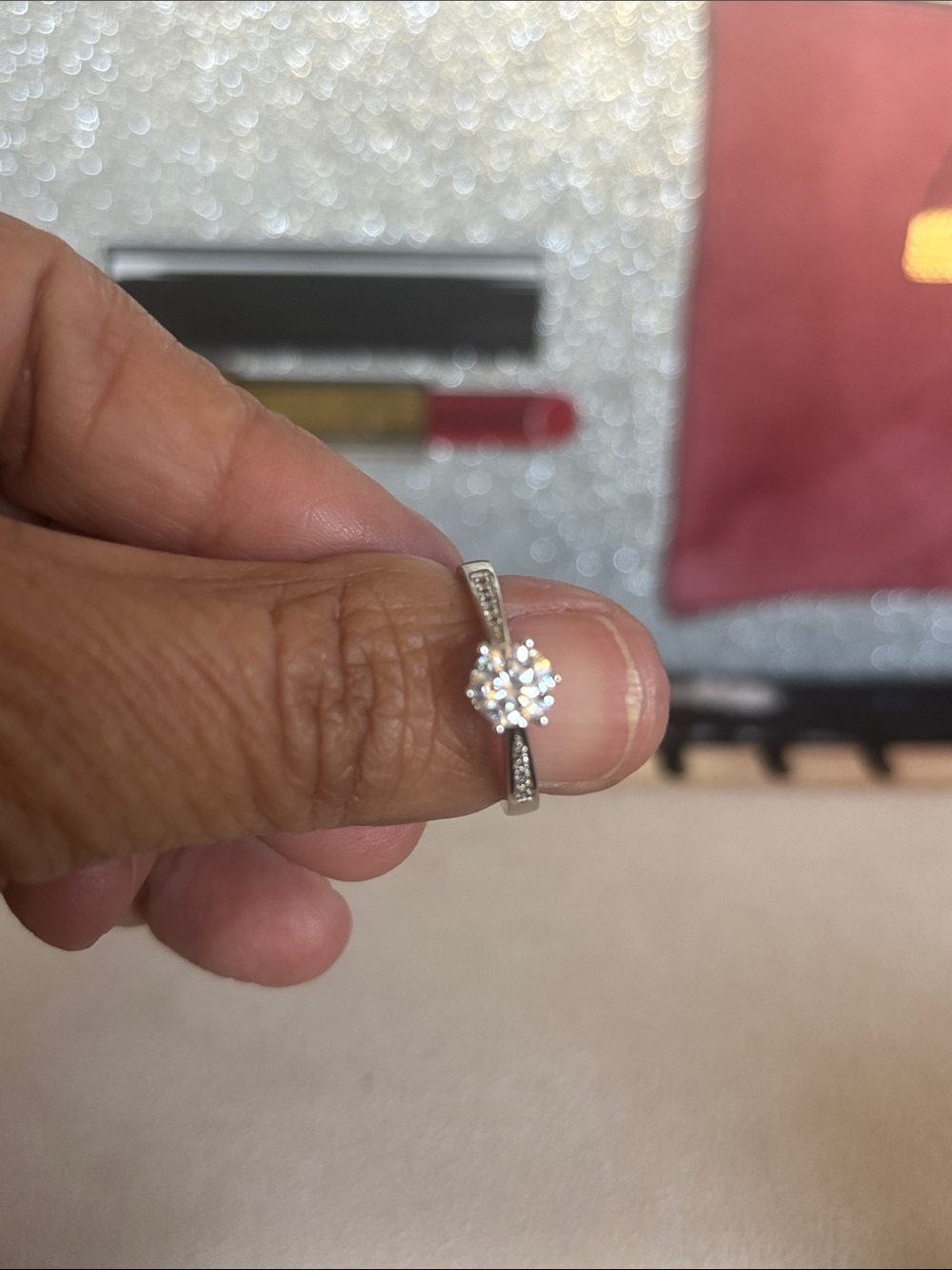 925 Sparkling White Solitaire Round-Cut Ring Size 7